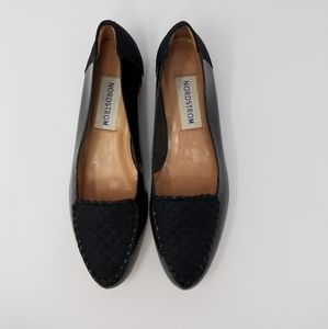 Nordstrom black patent and fabric flat